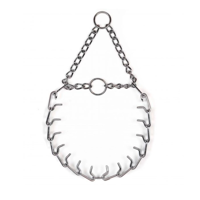 (image for) ULTRA-PLUS Chrome Plated Prong Collar with Center-Plate, 2 O-rings and Assembly Chain (3.0 mm x 20 in / 50 cm) Herm Sprenger
